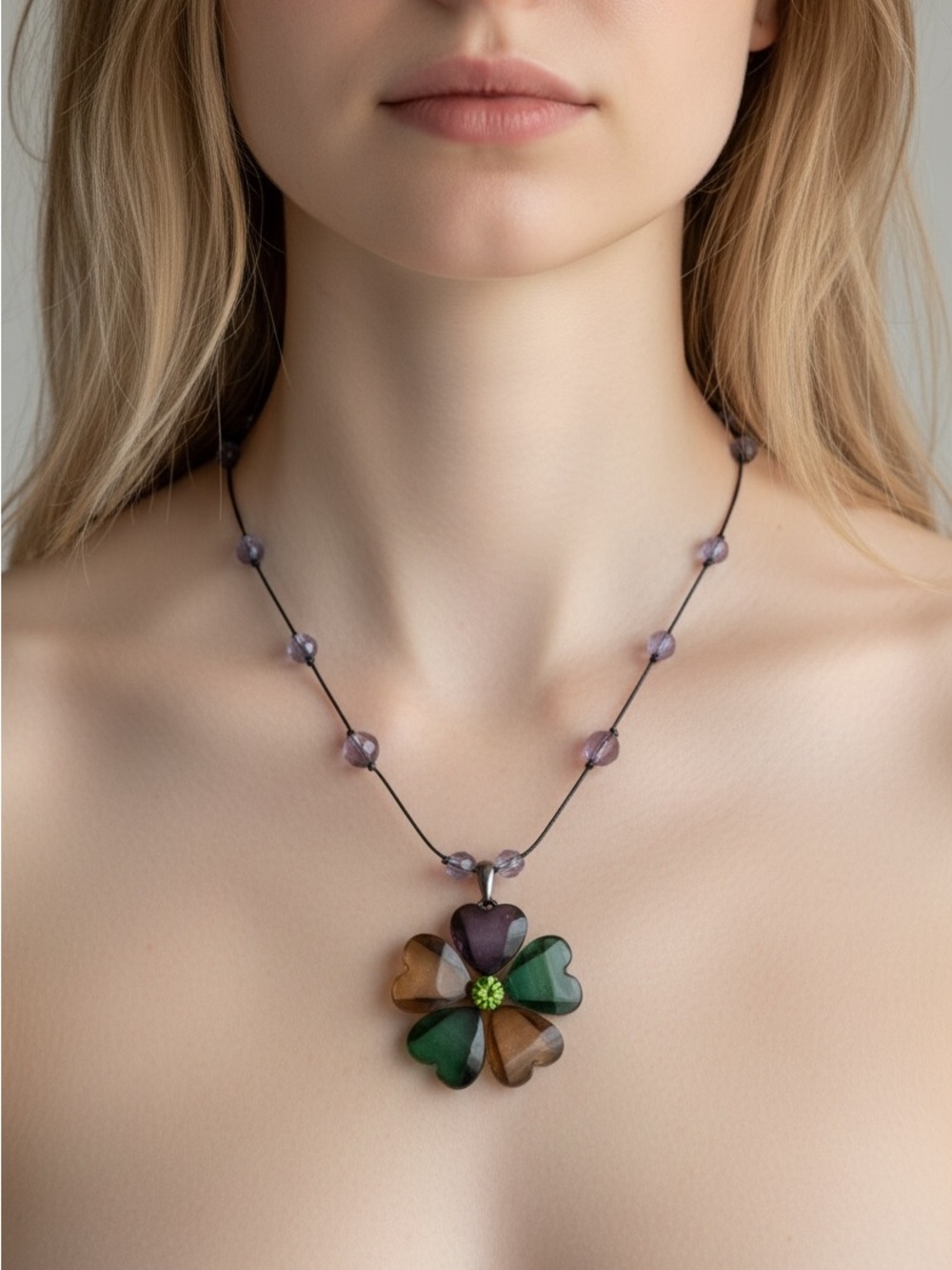 9/24 Multicolor Clover Pendant Necklace - Women Jewelry